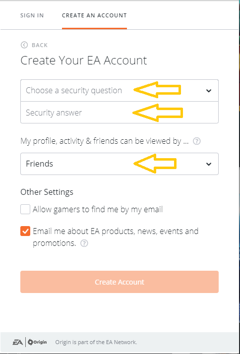 create your ea account