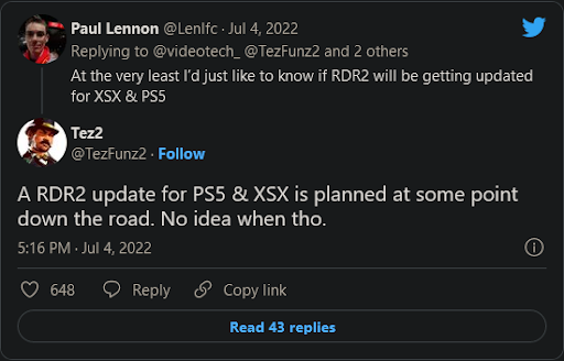 Red Dead Redemption 2 PS5 release date?