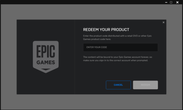 epic games redeem code