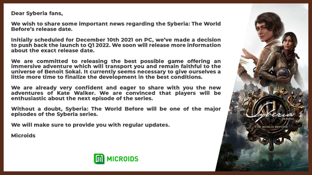 syberia the world before release delayed